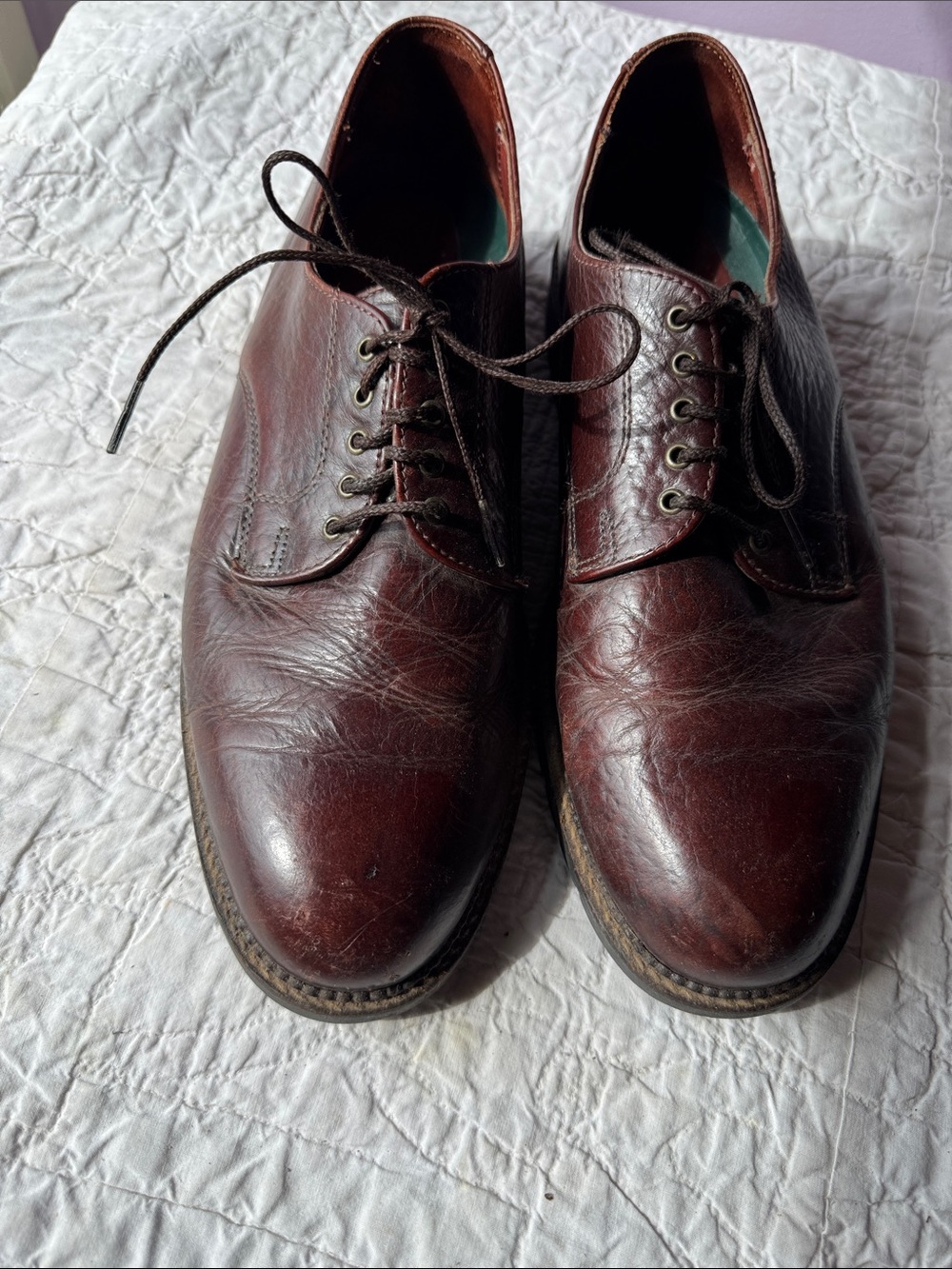 Men's Burgundy Leather Derby Shoes — Classic Lace-Up Dress Shoes
